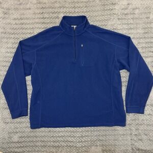 L.L. Bean Sweater Fleece 1/4 Zip Jacket Men Size XXXL Reg Blue Pullover Hiking